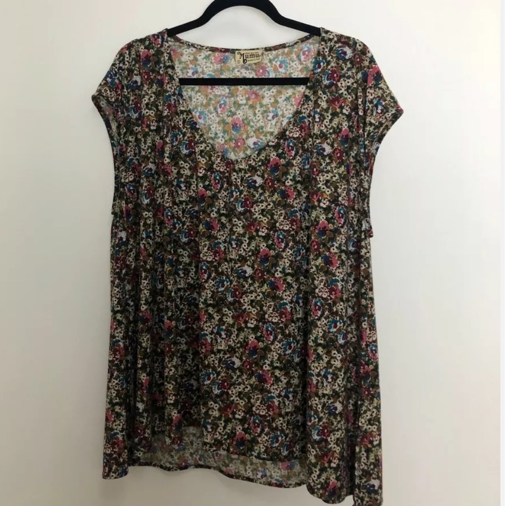 Show Me Your Mumu Women's Top Size Small Short Sleeve Floral Tunic V-neck